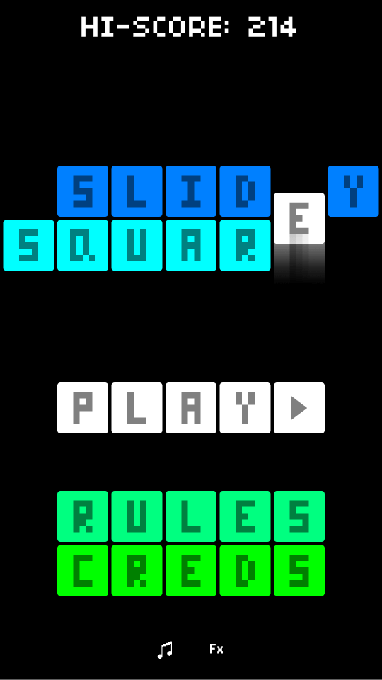 Slidey Square menu