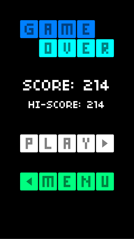 Slidey Square game over screen